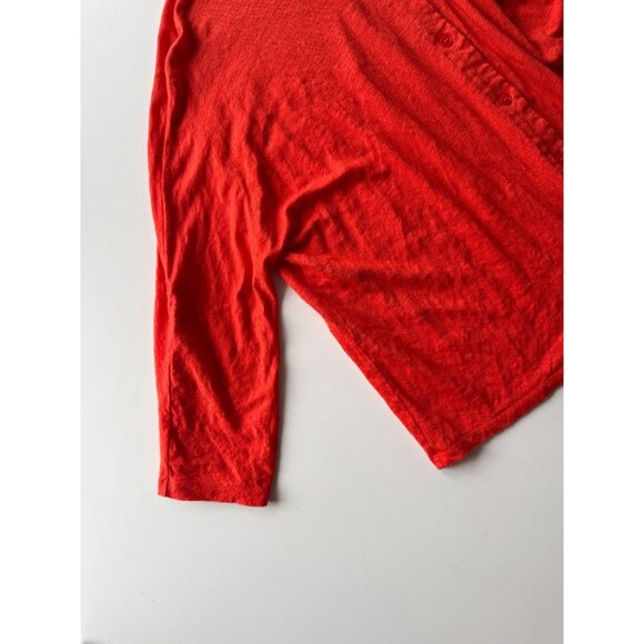 MAJESTIC FILATURES Orange Red Linen Button Down Shirt Top, Size 3/M - Picture 8 of 16